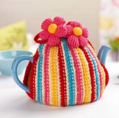 Flower Stripe Tea Cosy Knitting Pattern Knitting Pattern