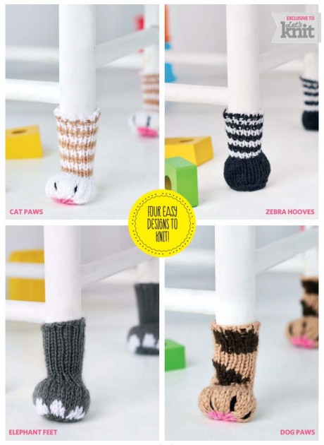 Free Knitting Pattern for Chair Paws - Chair socks to protect floors and  furniture legs are inspired by ou…