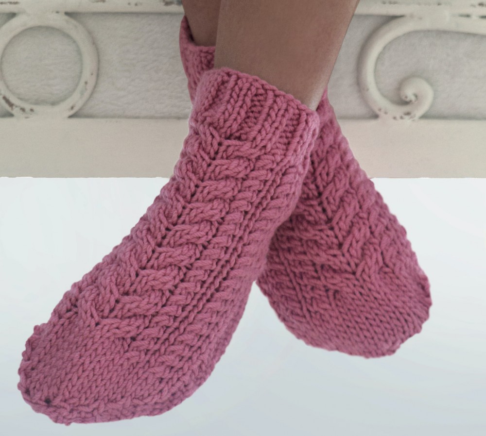 Cabled Slipper Socks | Knitting Patterns | Let's Knit Magazine