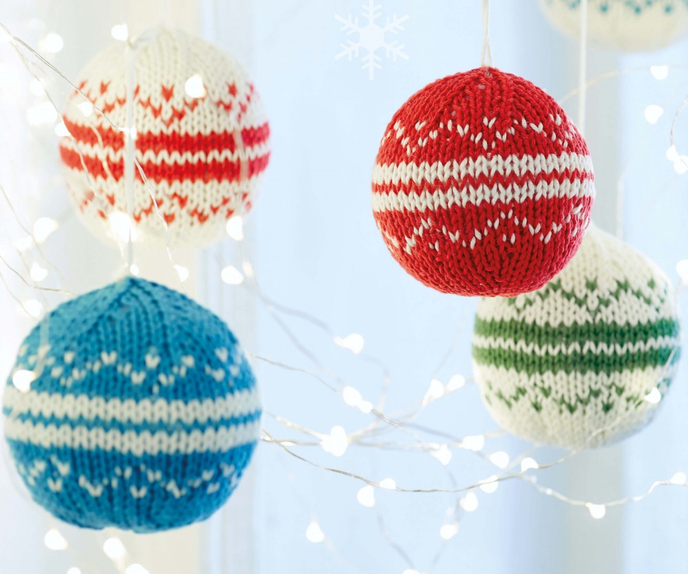 Fair Isle Christmas Baubles  Knitting Patterns  Let's Knit Magazine