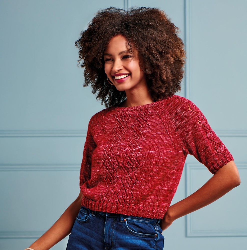 Lace panel top | Knitting Patterns | Let's Knit Magazine