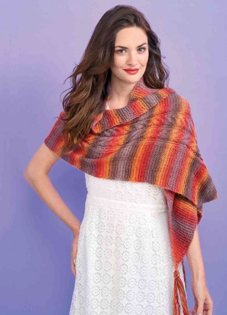 Cabled Autumn Wrap | Knitting Patterns | Let's Knit Magazine