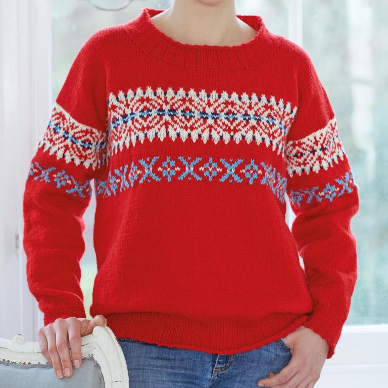 Partial Fair Isle Jumper Knitting Patterns Let's Knit Magazine