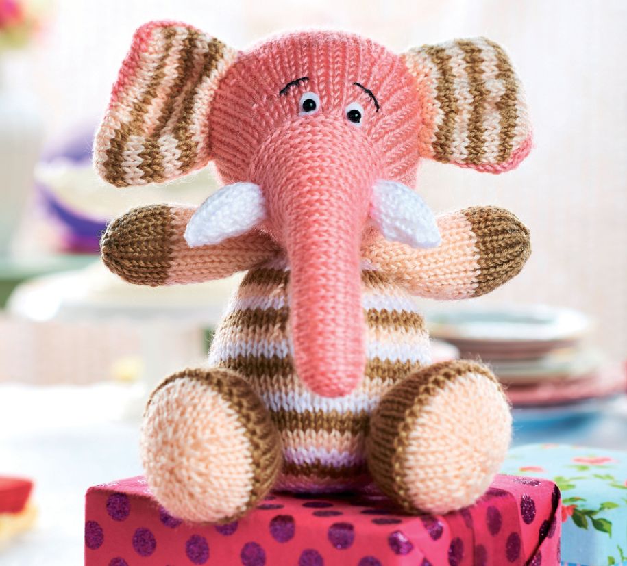 Party Percy The Elephant Toy Knitting Pattern 