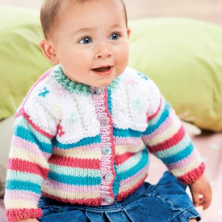 Baby Knitting Pattern: Cable and Embroidered Baby Cardigan Knitting Pattern