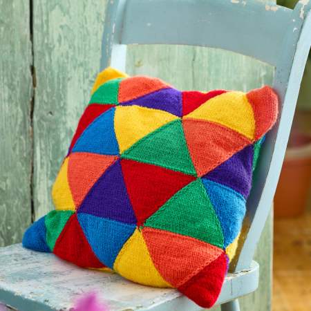 Rainbow Triangles Patchwork Cushion Knitting Pattern Knitting Pattern