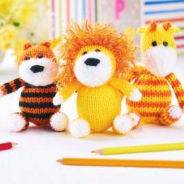 Lion, Tiger and Giraffe Toy Set Knitting Pattern Knitting Pattern